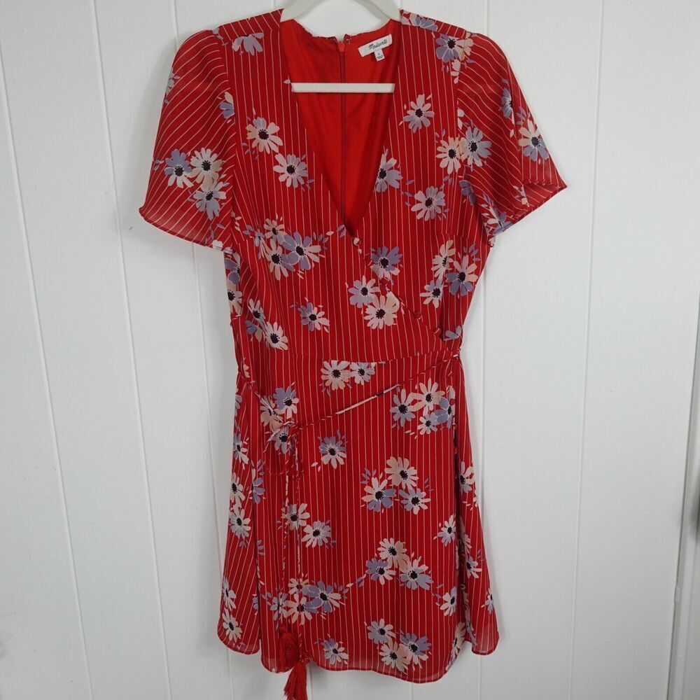 Madewell Womens Dress Button-Wrap in Daisy Society Small - Picture 2 of 15